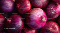 Close-up of Vibrant Red Onions with Water Droplets for Food Photography