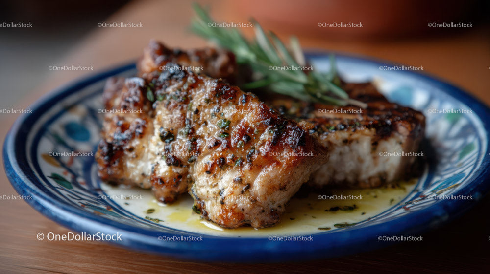 Herb-Marinated Grilled Chicken Breast on Decorative Plate