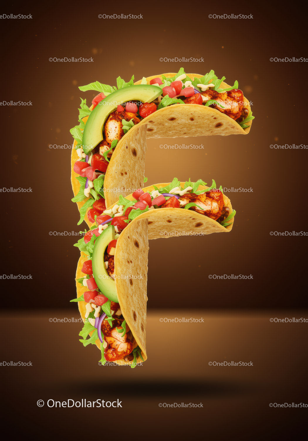 Pyszne tacos tworzące wyjątkowy kształt litery F