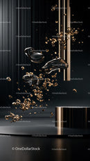 Elegant Metallic Sculpture Art with Floating Silver Elements