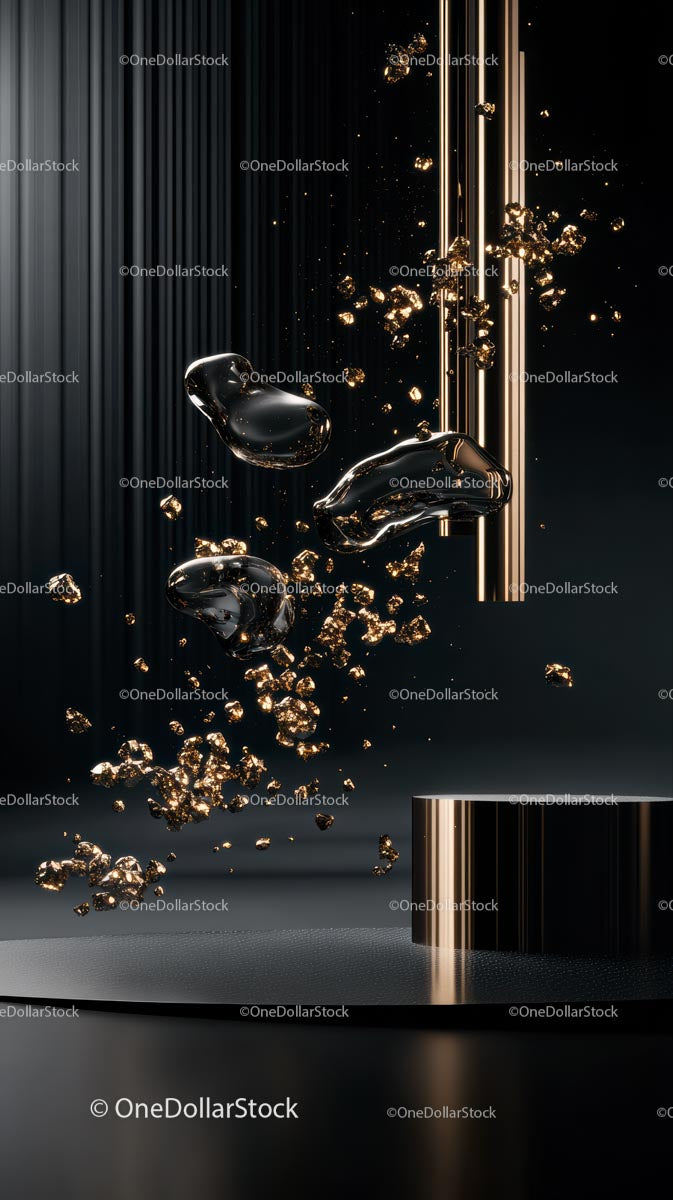Elegant Metallic Sculpture Art with Floating Silver Elements