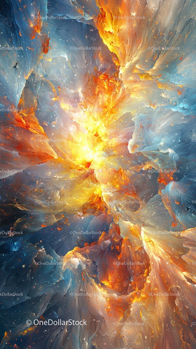 Vibrant Abstract Explosion of Fire and Ice with Dynamic Flow