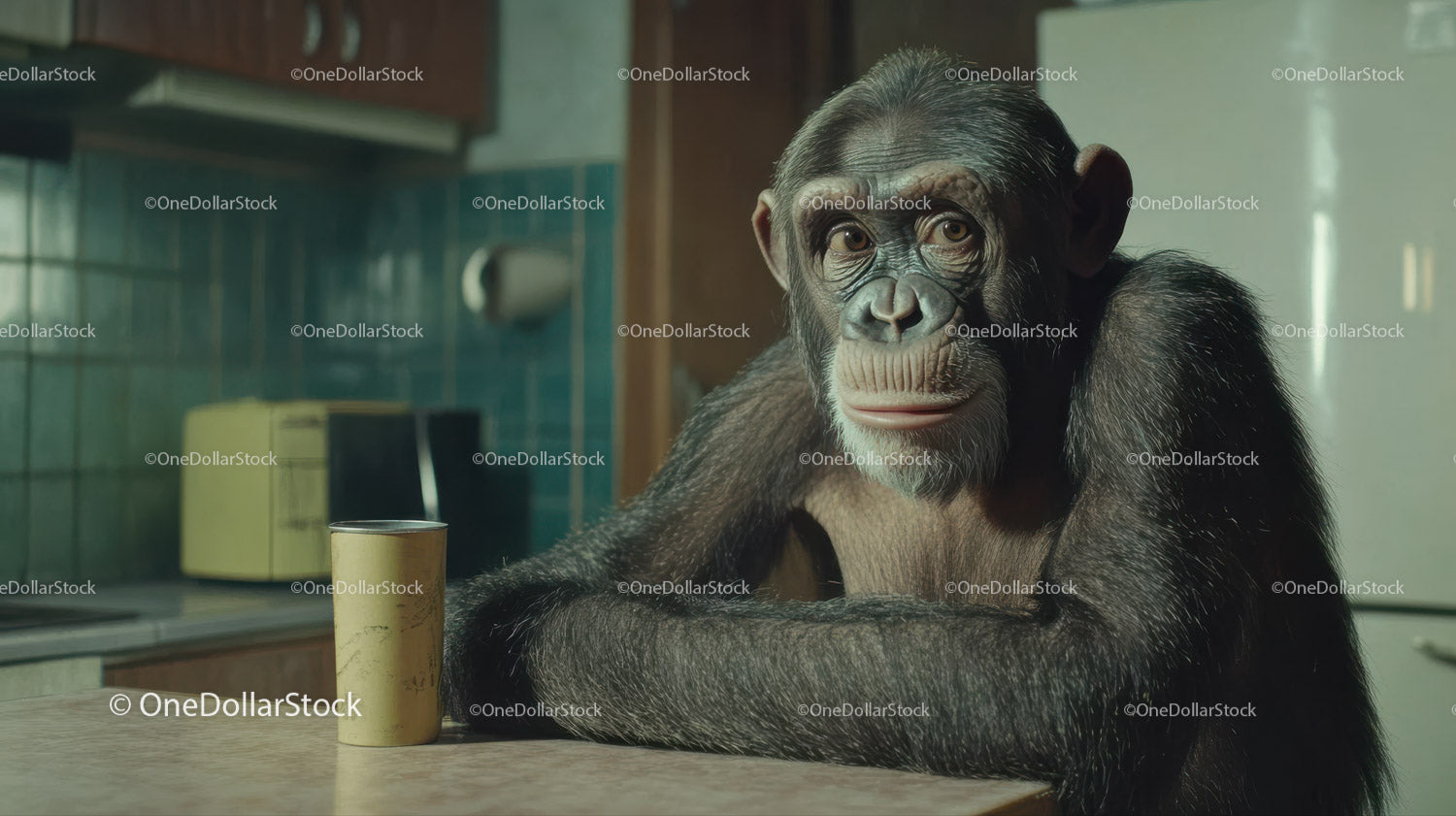 Chimpanzee with Curious Expression Close-up in Natural Habitat