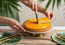 Peach Tart with Fresh Yellow Peaches on a Crispy Pastry Base