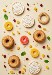 Assorted Healthy Snacks with Rice Cakes and Gummies