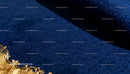 Elegant Navy Blue Carpet with Ornate Gold Detailing