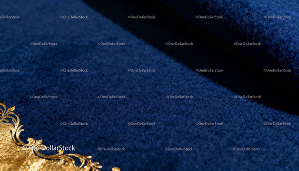 Elegant Navy Blue Carpet with Ornate Gold Detailing