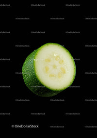Fresh green zucchini slice with water droplets