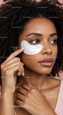 Young woman applying under eye patches for skin hydration and rejuvenation