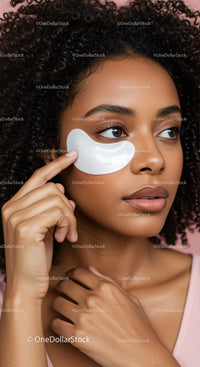Young woman applying under eye patches for skin hydration and rejuvenation