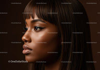 Portrait of a Young Woman with Bangs and Dramatic Eye Makeup