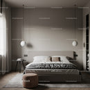 Stylish Modern Bedroom Interior with Cozy Bedding and Soft Lighting