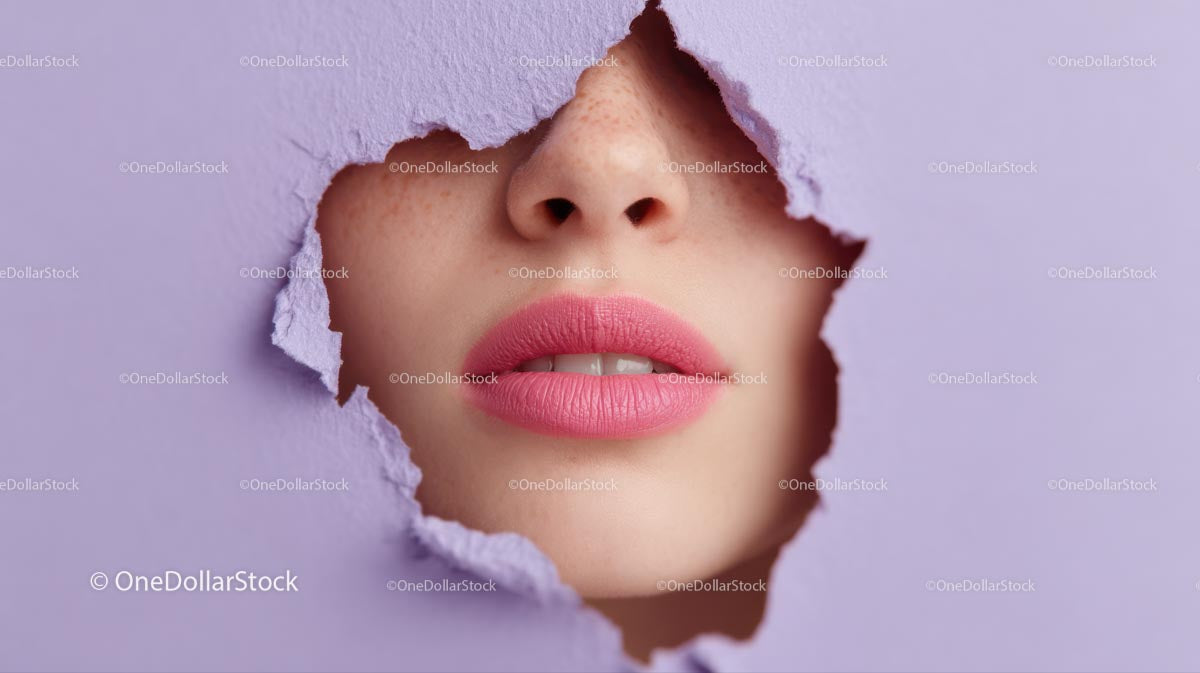 Captivating Female Portrait with Vibrant Pink Lipstick