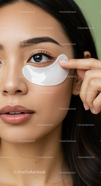 Young Woman Applying Under-Eye Patch for Skincare Routine