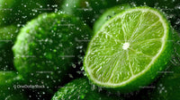 Fresh Lime Slice Splashing Water for Refreshing Drink Concept