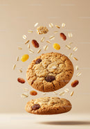 Oatmeal raisin cookies with floating oats and raisins