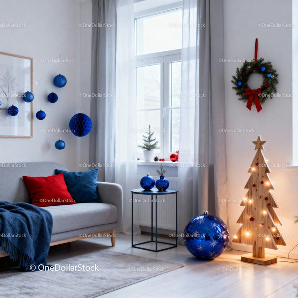 Cozy Living Room with Modern Christmas Decorations