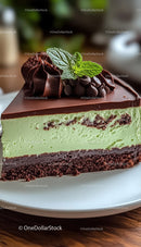 Chocolate Cake with Mint Garnish and Creamy Filling