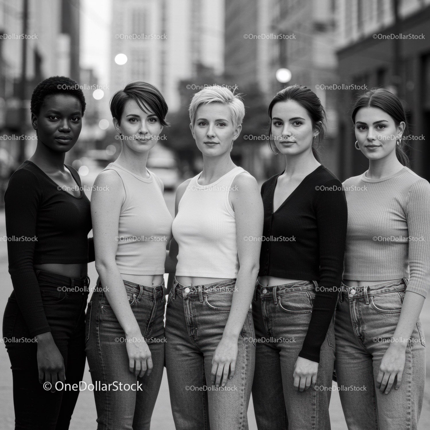 Diverse Women Standing Confidently in Urban Setting