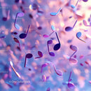 Colorful Floating Music Notes in Vibrant Abstract Scene