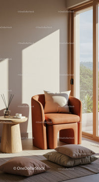 Cozy reading corner with leather chair and natural light
