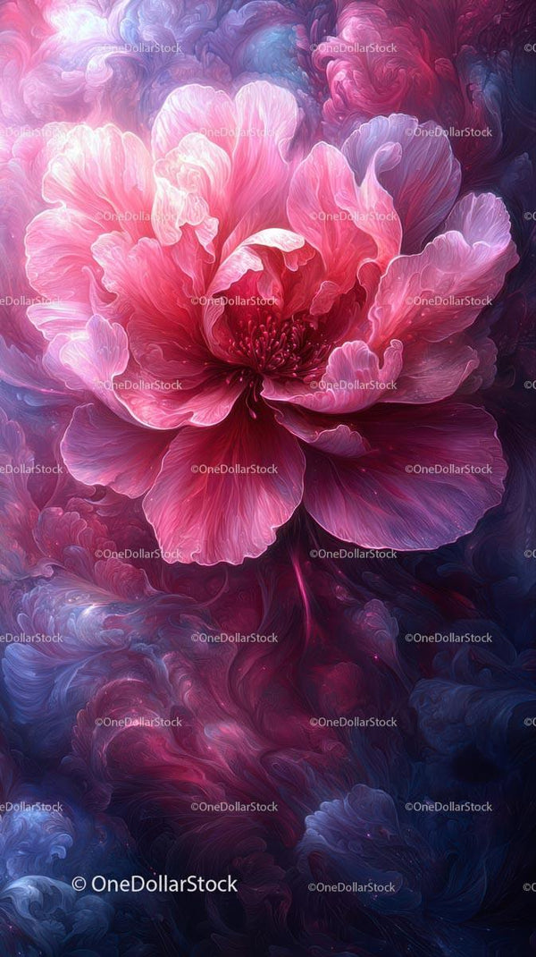 Vibrant Pink Peony with Lush Petals in Artistic Floral Scene