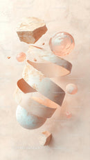 Abstract Floating Concrete and Marble Shapes in Soft Pastel Colors