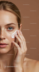 Close-Up of Young Woman Applying Face Cream for Flawless Skin