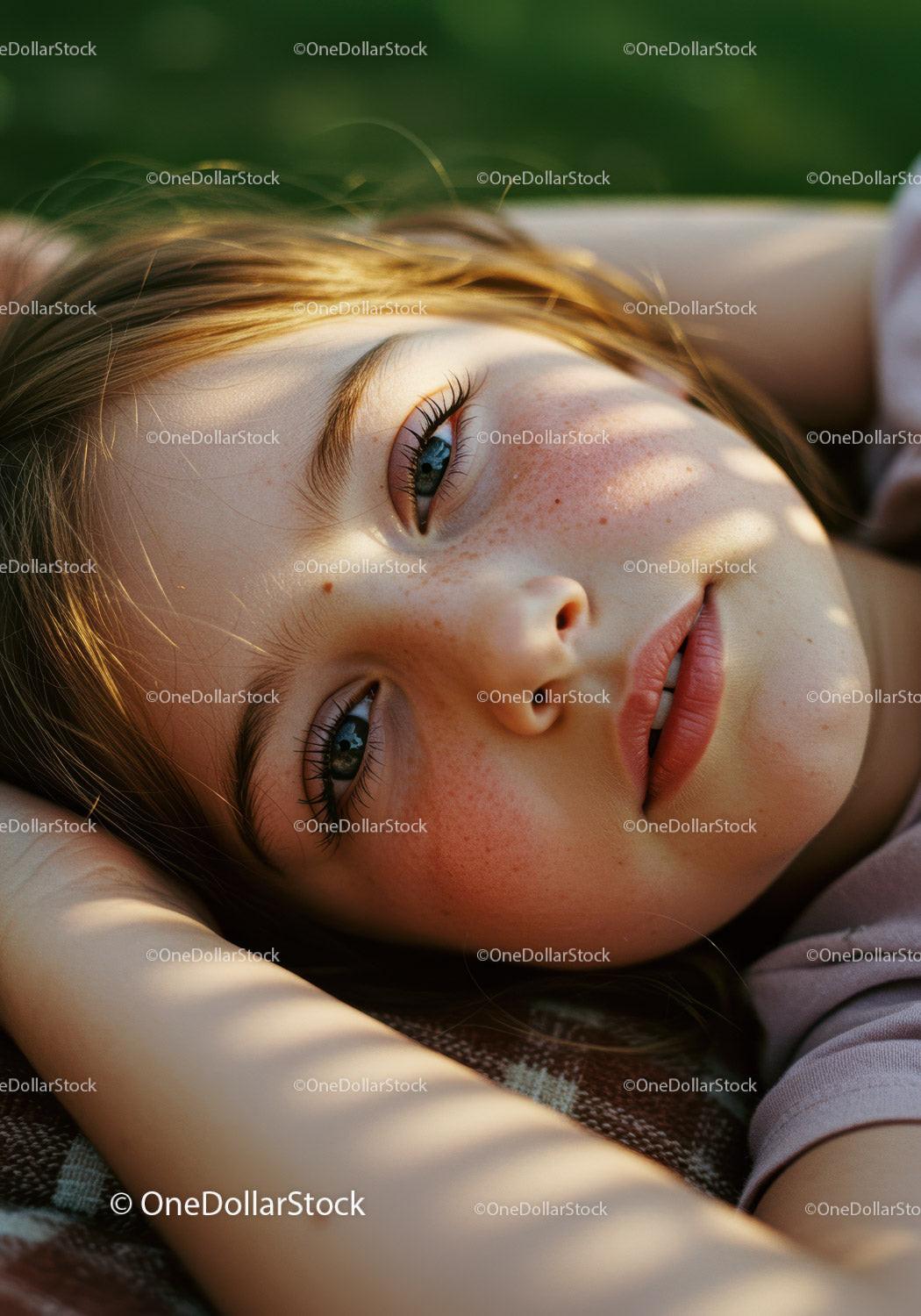 Young woman resting outdoors with sunlight patterns