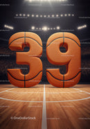 Basketball styled number thirty nine on court floor