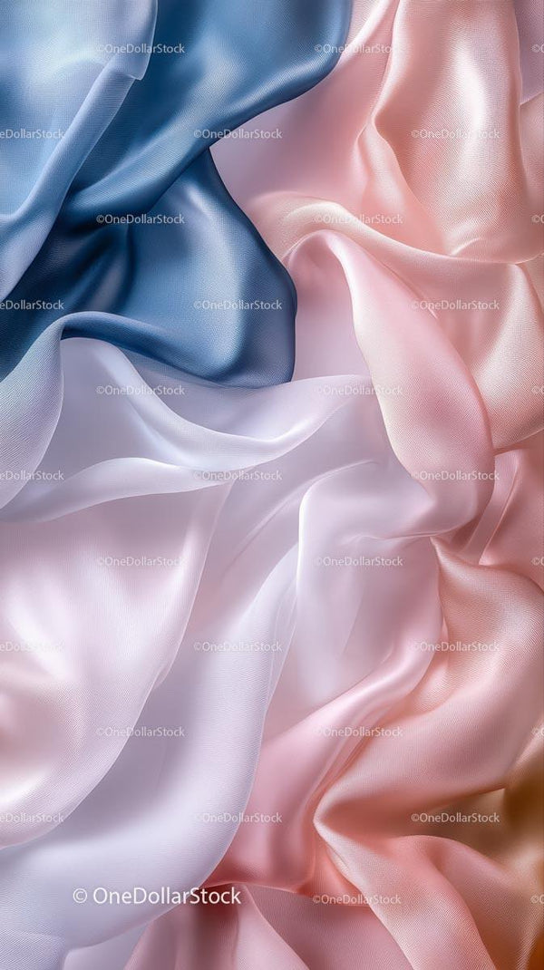 Kolorowa tkanina satynowa w miękkich pastelowych tonach z eleganckimi draperiami
