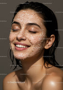 Smiling Woman with Facial Mask Showing Healthy Skin and Joy