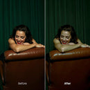 Before and after Vintage Portrait LUT Pack effect