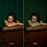 Before and after Vintage Portrait LUT Pack effect