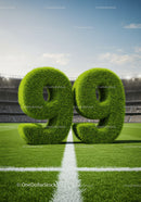 Green Grass Numbers 99 on Football Field