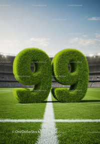 Green Grass Numbers 99 on Football Field