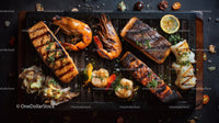 Fresh Grilled Seafood Platter with Shrimp and Salmon
