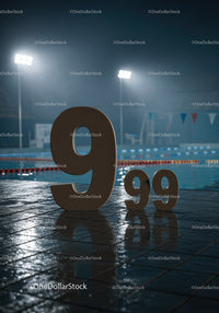 Large and Small Number Nine Figures Near Poolside