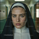 Confident Nurse in Hospital Corridor With Serious Expression