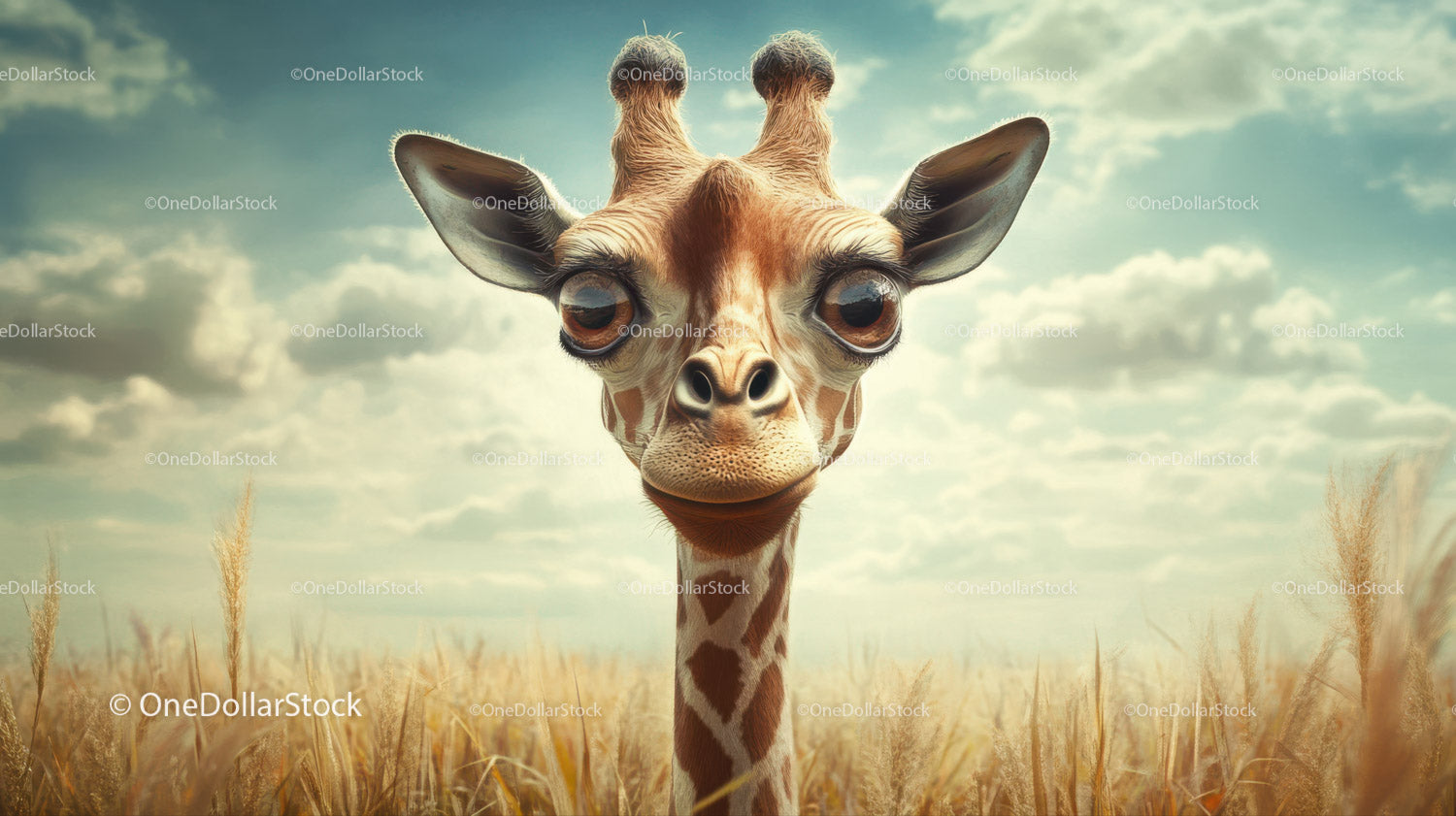 Close-up of a Giraffe in the African Savanna during Sunny Day