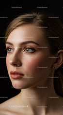 Elegant Portrait of Young Woman with Flawless Skin and Natural Makeup
