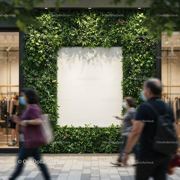 Blank Urban Billboard Surrounded by Greenery in City JPG Mockup Image
