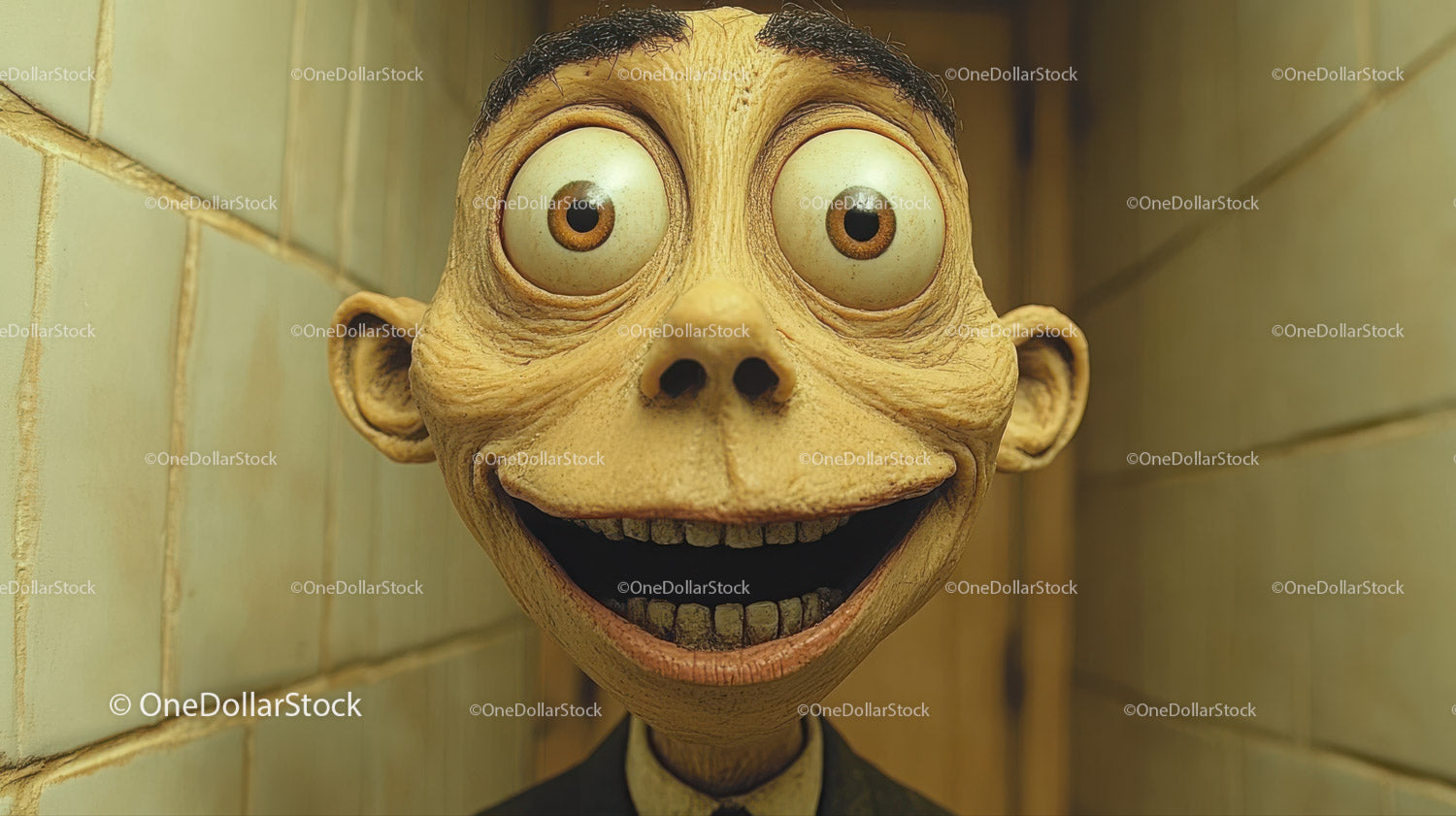 Eerie Puppet Head with Creepy Expression for Horror Themes