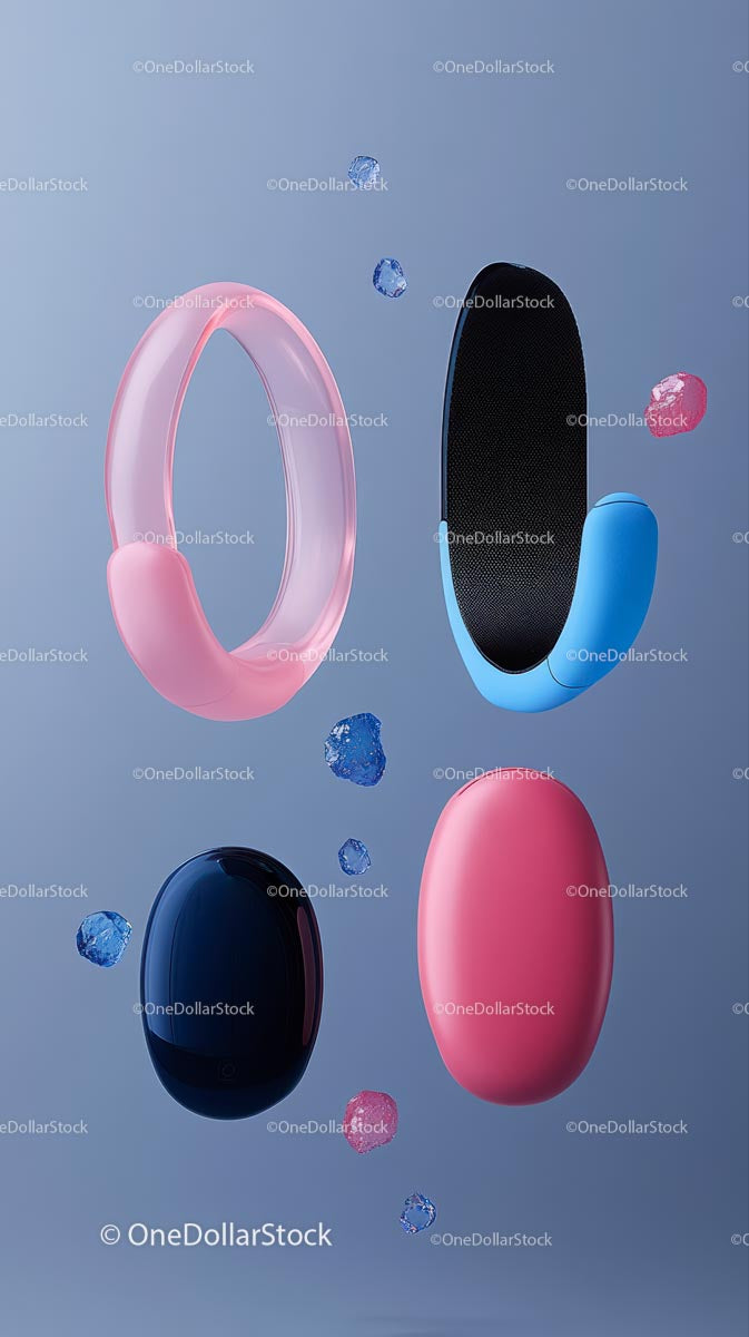 Colorful Wireless Earbuds and Accessories in Modern Design