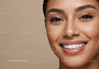 Close up portrait of smiling woman with flawless skin