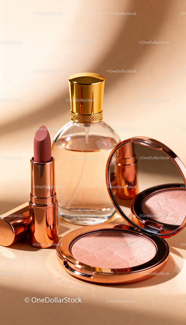 Eleganckie niezbędniki makijażu z szminką i flakonikiem perfum