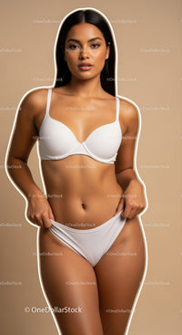 Elegant Woman in White Lingerie Fashion Looking Seductive and Confident