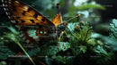 Close-up of a Vibrant Orange Butterfly on Green Foliage in Forest