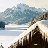 Before and after Snowy Cabin Glow LUT Pack effect