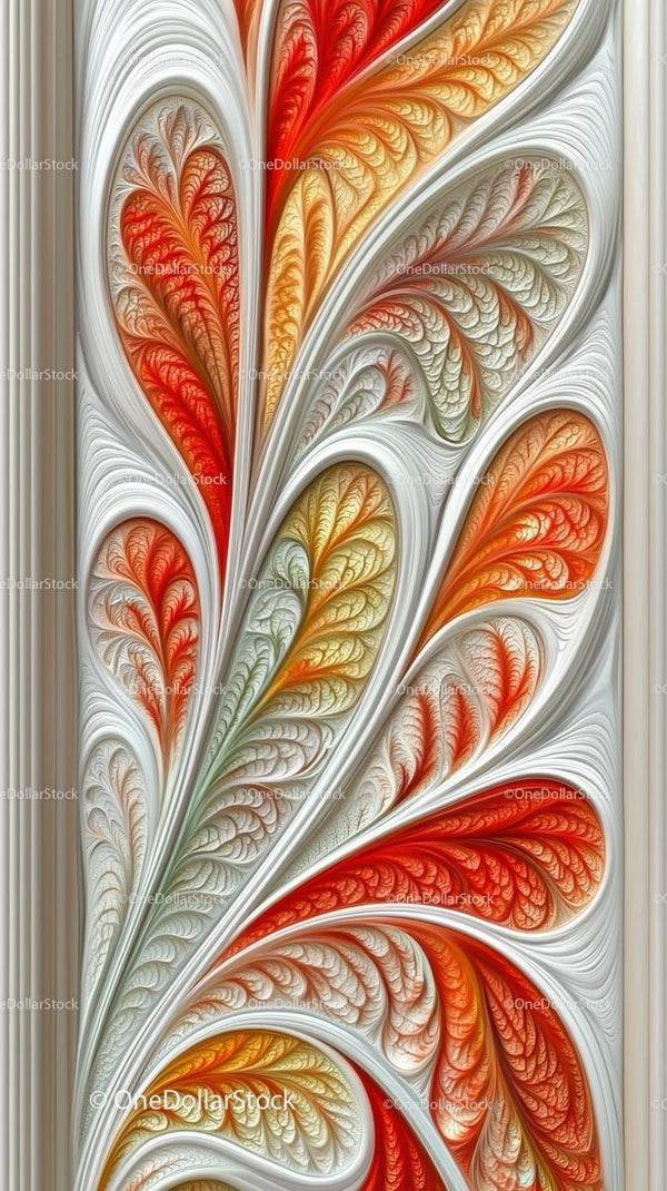 Vibrant Red and Orange Abstract Floral Fractal Design